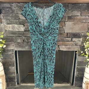 Muse Black and Blue Jumpsuit with V-Neck and Tapered Legs